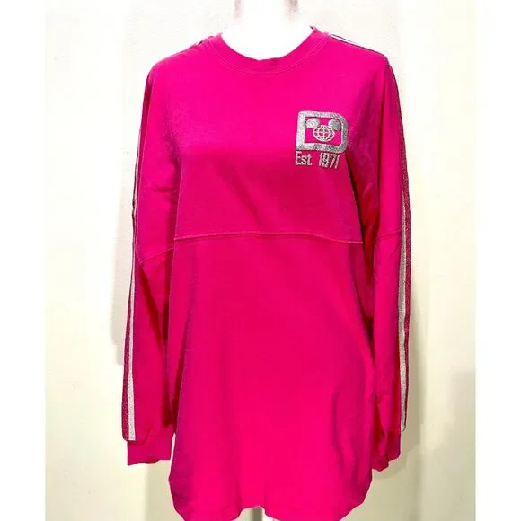 Disney Parks Spirit jersey world disney world mickey pink silver Women's M - Picture 2 of 8